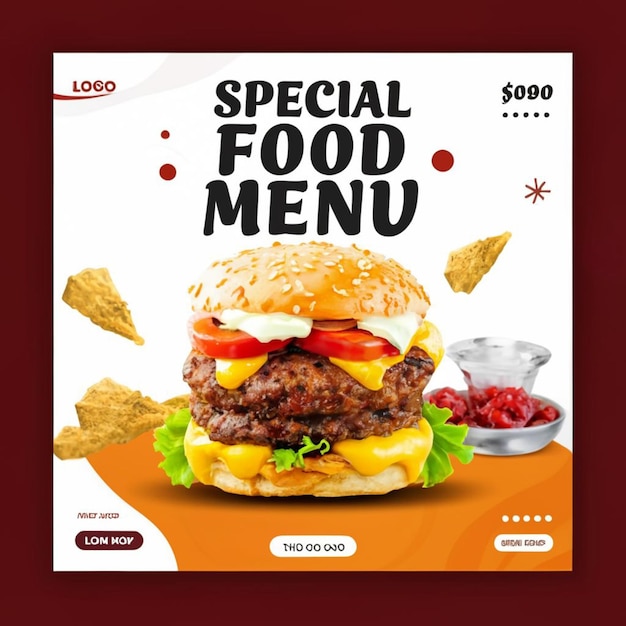 Special food menu restaurant fastfood burger social media instagram post template