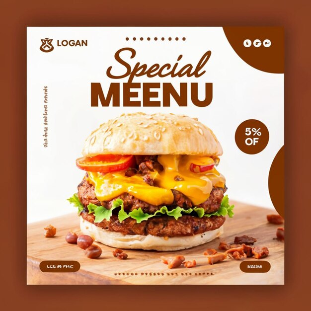 Special food menu restaurant fastfood burger social media instagram post template