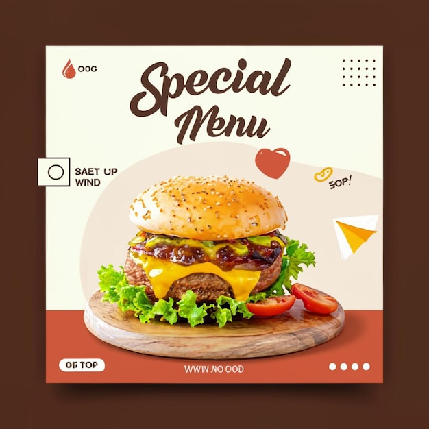 Special food menu restaurant fastfood burger social media instagram post template