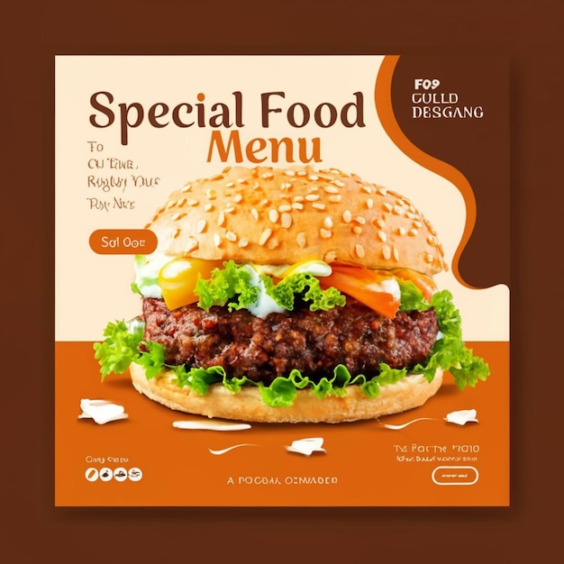 Special food menu restaurant fastfood burger social media instagram post template