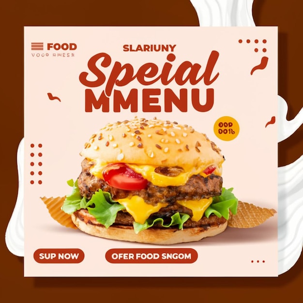 Special food menu restaurant fastfood burger social media instagram post template