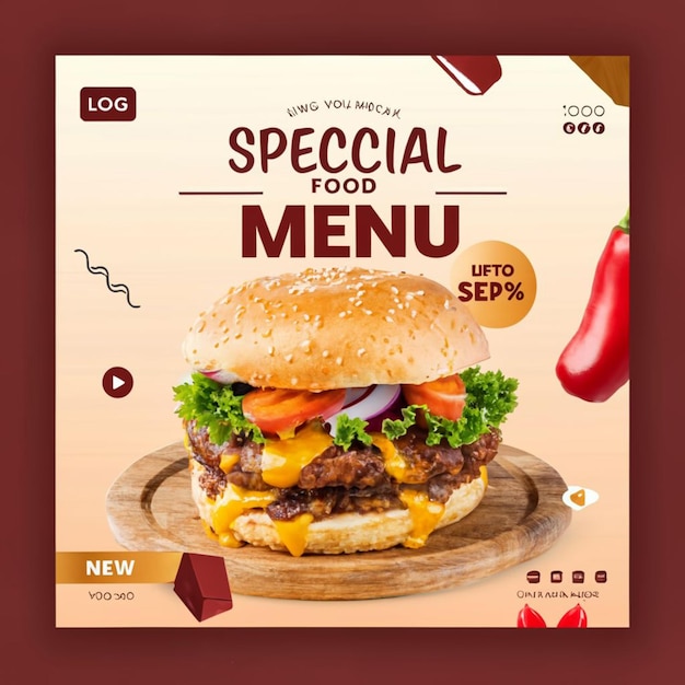 Special food menu restaurant fastfood burger social media instagram post template