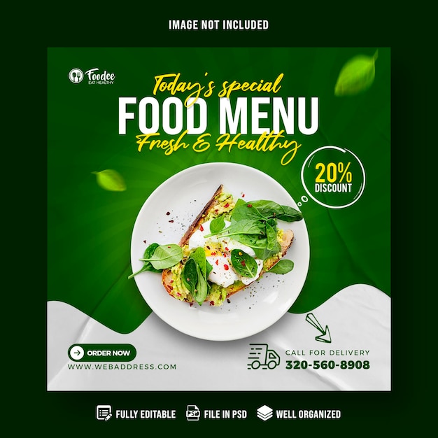 Special food social media banner template for facebook and instagram post template premium psd