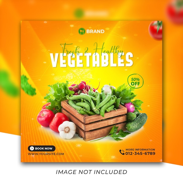 PSD special fresh healthy food and vegetable social media post template premium psd