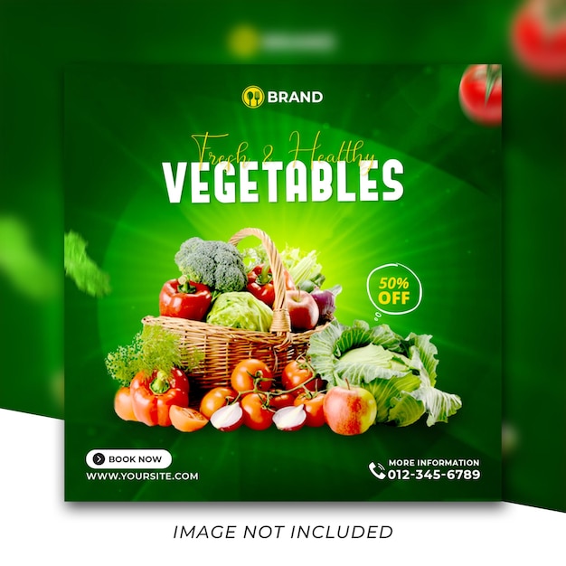 Special Fresh Healthy food and vegetable social media post template Premium Psd