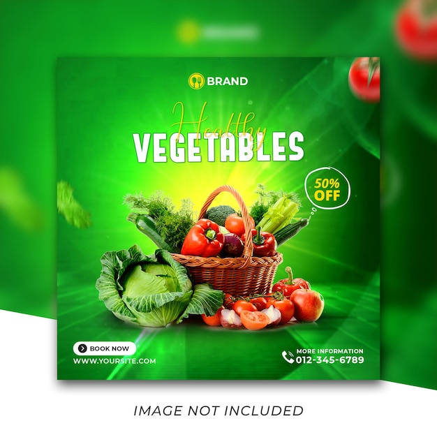 Special Fresh Healthy food and vegetable social media post template Premium Psd