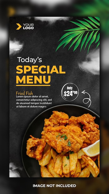 Special Fried Fish Menu Instagram Story Template