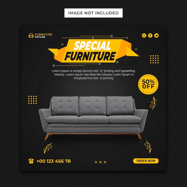 Special furniture Instagram post and social media banner template design