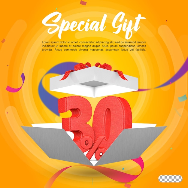 Special gift box opening with 30 percent 3d rendering