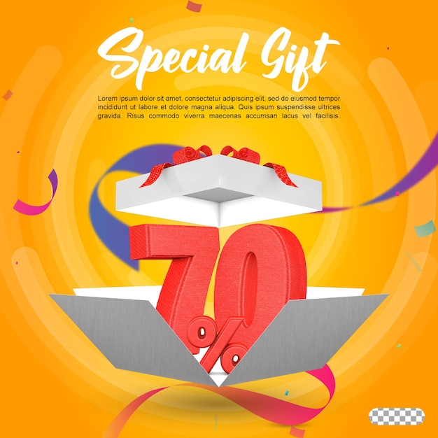 Special gift box opening with 70 percent 3d rendering