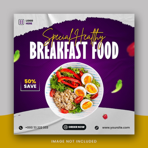 Special healthy Breakfast food menu social media Instagram post template