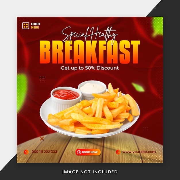 Special Healthy Breakfast Food Menu Social Media Instagram Post Template