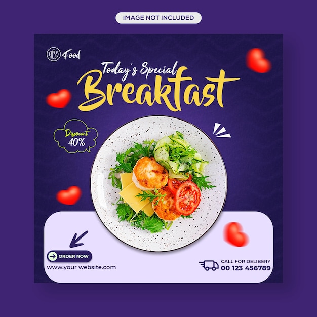 Special healthy breakfast social media Facebook and Instagram post design template