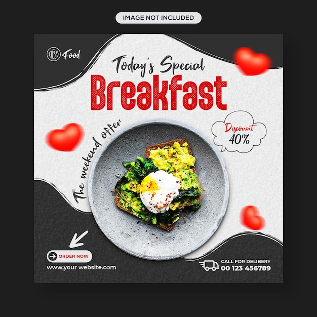 Special healthy breakfast social media Facebook and Instagram post design template