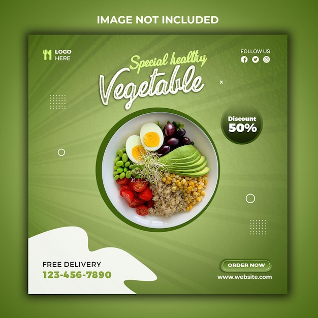 Special Healthy food social media post banner template design