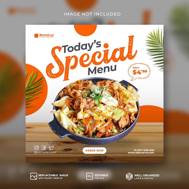 Special hot Spicy pizza food menu promotion social media instagram post or banner template PSD