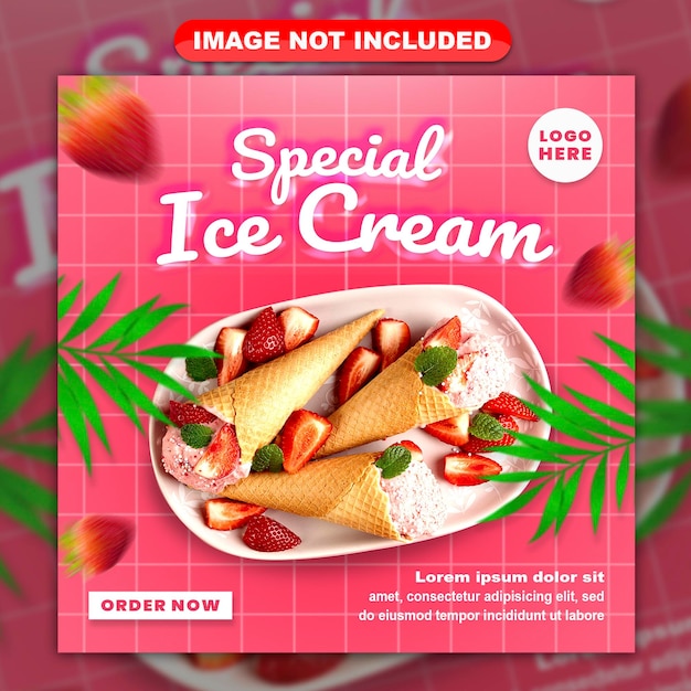 Special ice cream food social media post and web banner