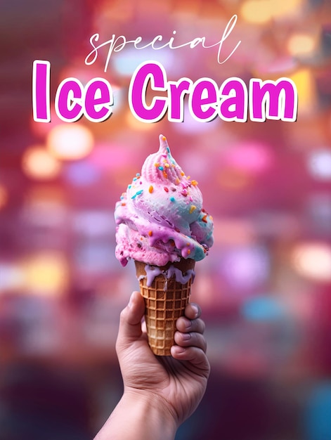 Special ice cream poster with Delicious ice cream background