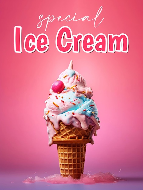 Special ice cream poster with Delicious ice cream background