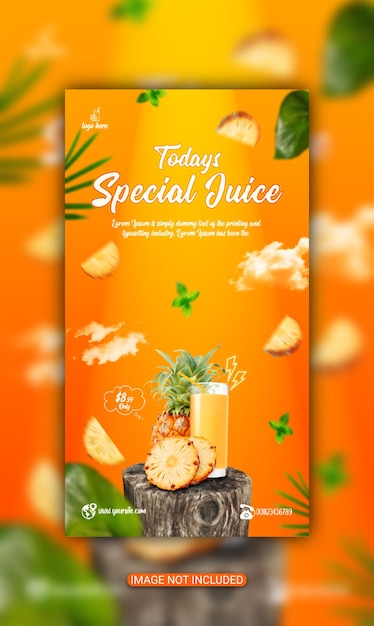 special juice media banner or orange juice social media banner design