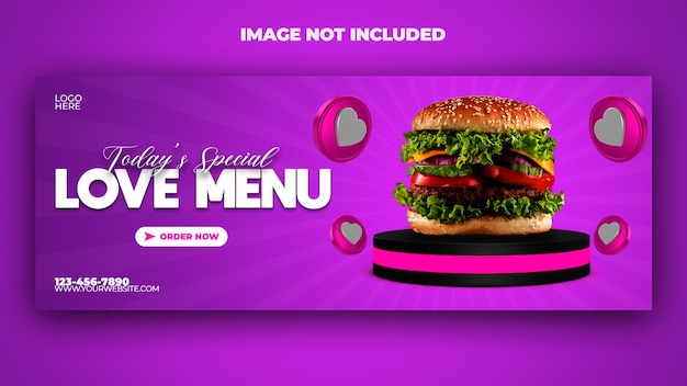 Special love menu burger food promotion social media post banner