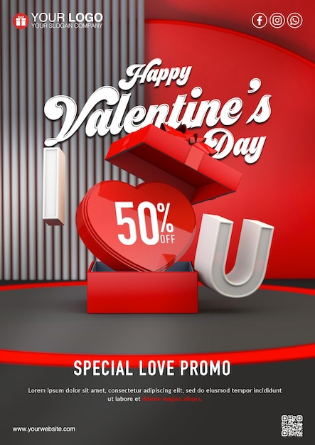 PSD special love promo flyer template