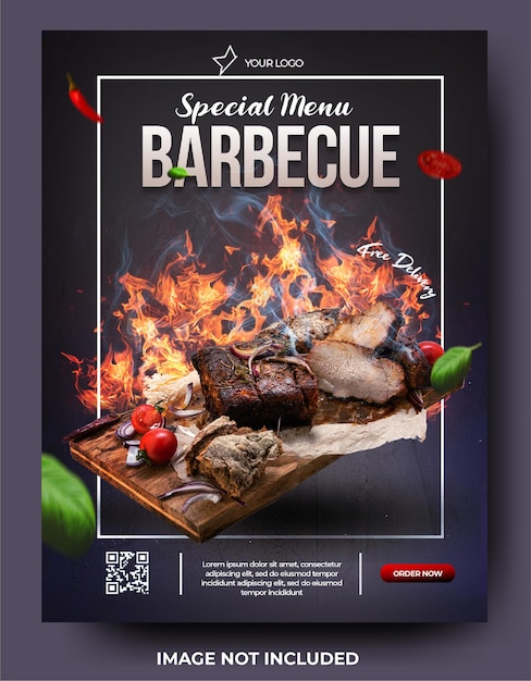 Special menu restaurant barbecue poster banner