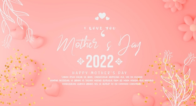 special mother's day social media post banner with 3d concept with floral ornament