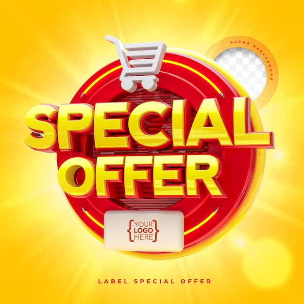 Special offer 3D banner label promotion design