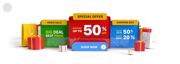 Special offer banner template 3D design for web or social media