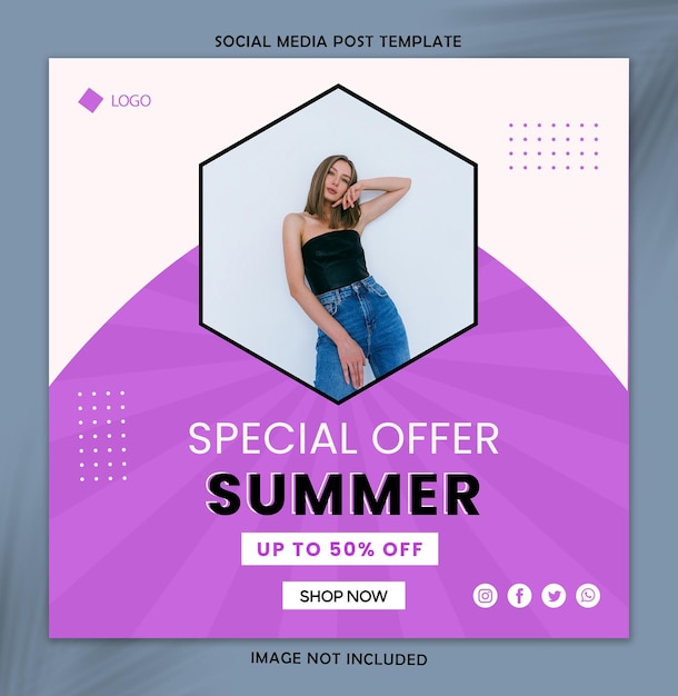 Special Offer Summer 50 Percent off Shop Now Social Media Post Illustration Template Stock Vector