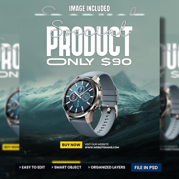 PSD special product watch social media banner design and instagram post template design