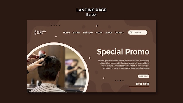 PSD special promo client at the barber shop landing page