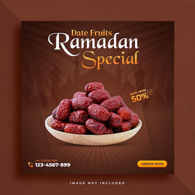 Special ramadan dates fruits social media post or square banner template psd