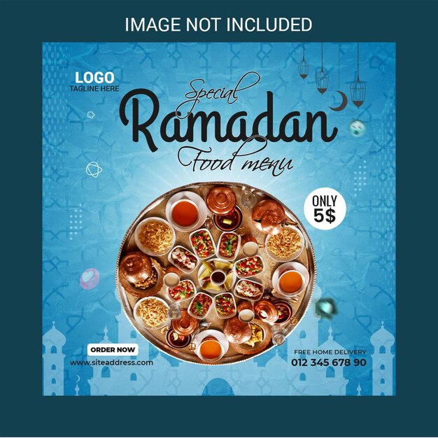 PSD special ramadan food iftar menu social media instagram post design