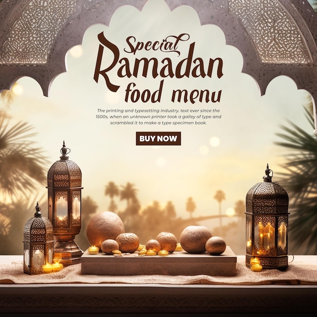 Special ramadan food menu social media post template design background