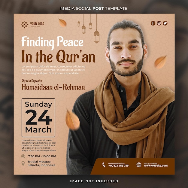 PSD special ramadan islamic lectures media social post template