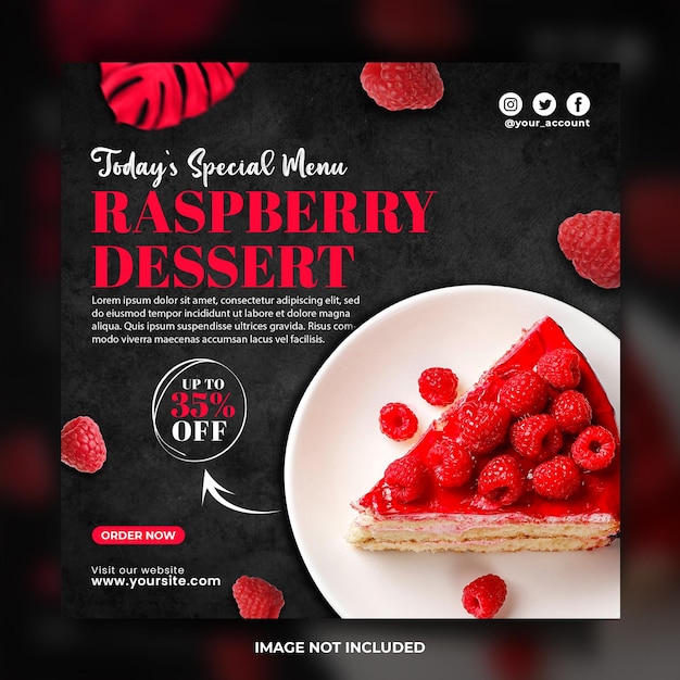 Special Raspberry Dessert Menu Instagram Post Template