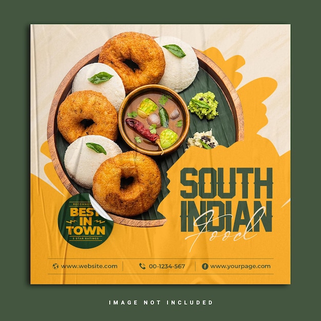 Special South Indian delicious food meal Breakfast social media banner Instagram post template PSD