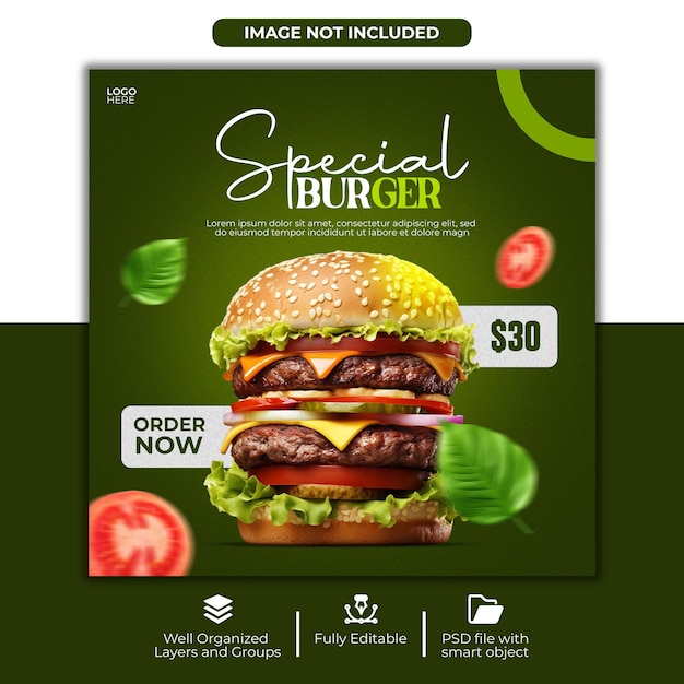 Special Spicy burger Social media Ad design