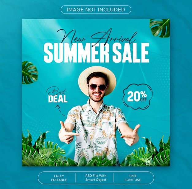 PSD special summer fashion sale social media and instagram post banner template design