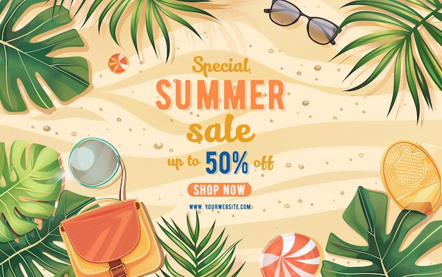 Special Summer sale offer social media post and banner template