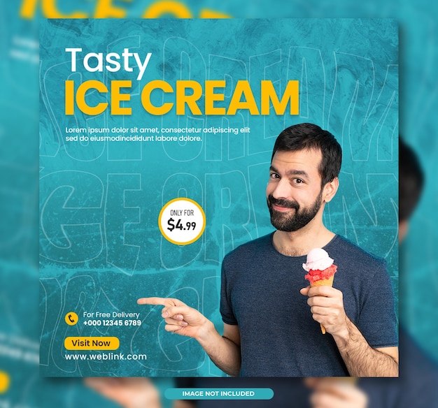 Special tasty ice cream social media post banner design template and instagram post banner