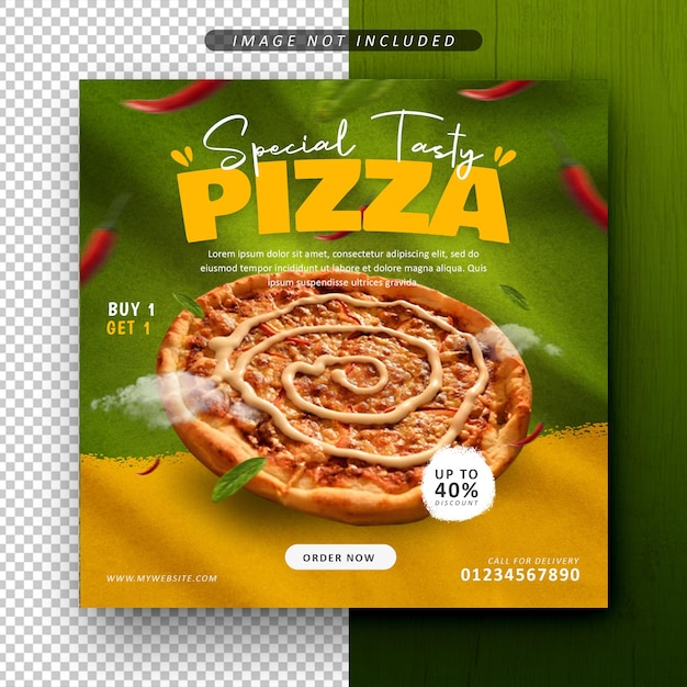 Special tasty pizza social media promotion post feed banner template