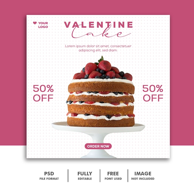 Special Valentine cake sale for social media post