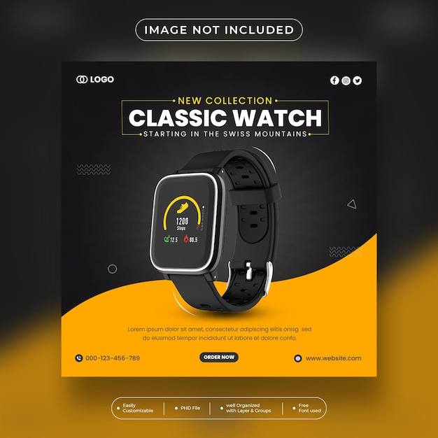 Special watch collection promotion social media banner template