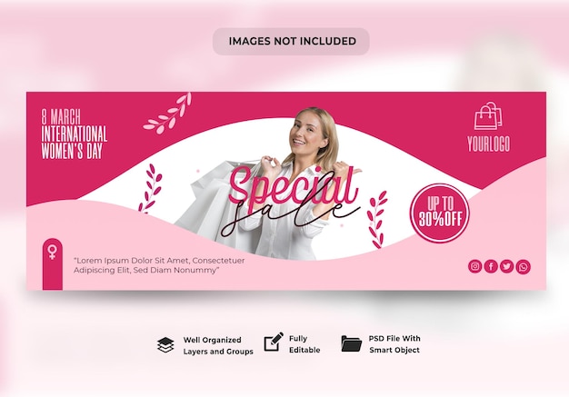 Special woman day sale web banner template