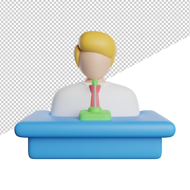 Speech On Podium front view 3d rendering icon illustration on transparent background