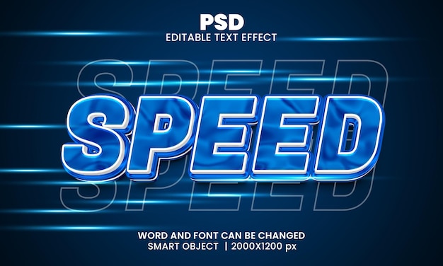 Speed 3d editable text effect Premium Psd with background