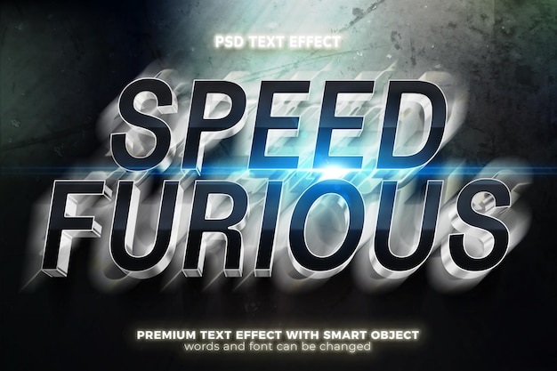 Speed furious movies bold 3d editable text effect